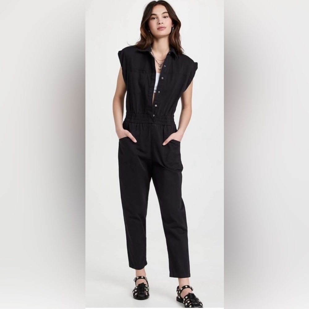 Pistola Rosie Black Button-Up Jumpsuit